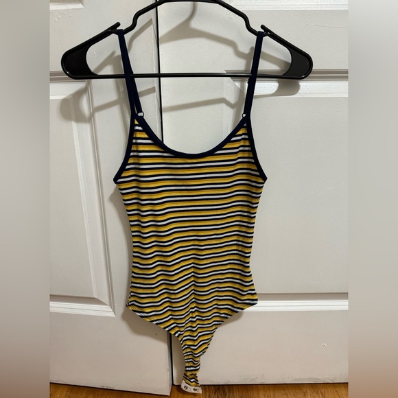 YELLOW NAVY & WHITE STRIPED BODYSUIT - Picture 1 of 3